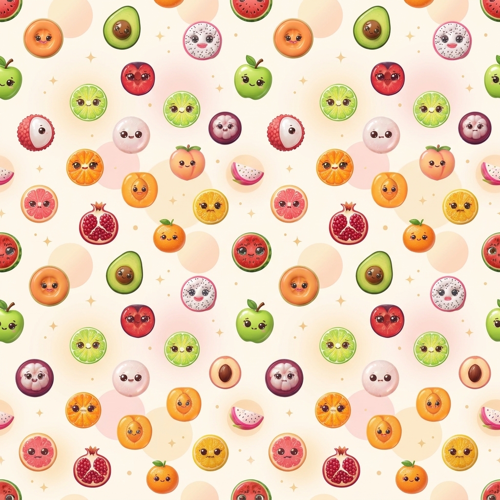 Feature illustration showing the full fruit roster across the game's merge ladder.